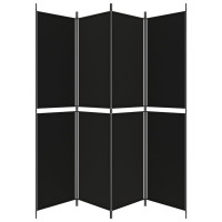 Miniatyr av produktbild för Rumsavdelare 4 paneler svart 200x220 cm tyg