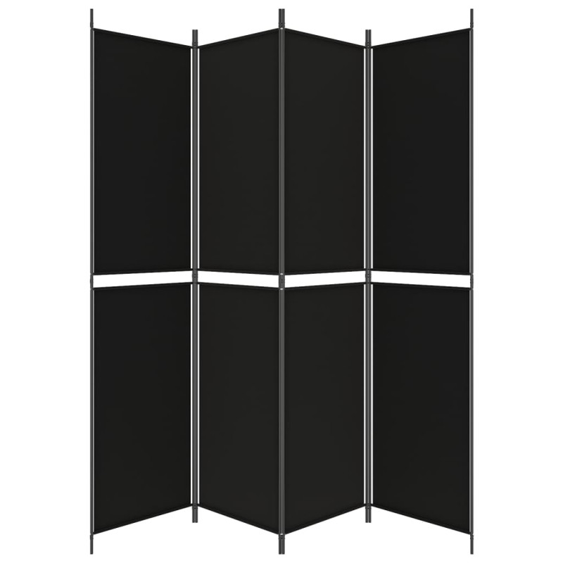 Produktbild för Rumsavdelare 4 paneler svart 200x220 cm tyg