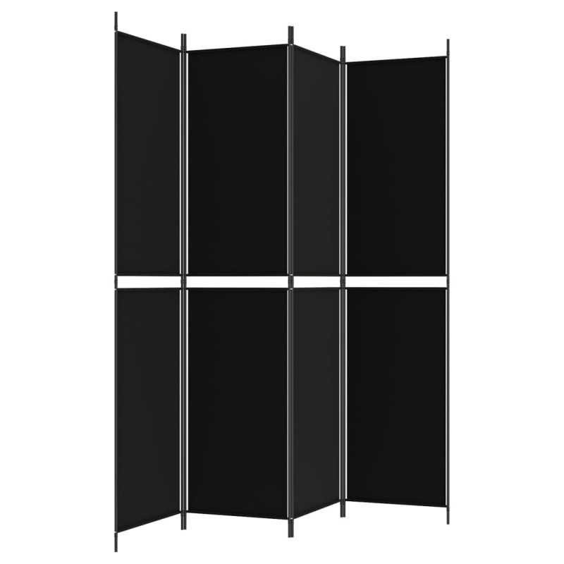 Produktbild för Rumsavdelare 4 paneler svart 200x220 cm tyg