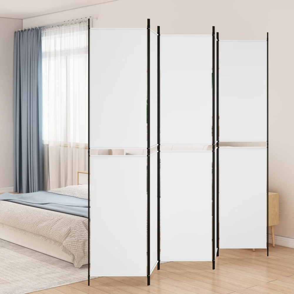 Produktbild för Rumsavdelare 5 paneler vit 250x220 cm tyg