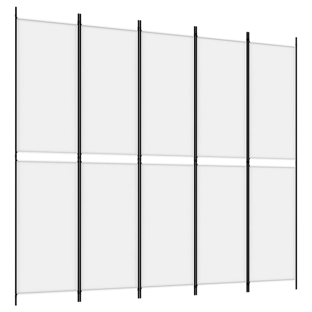 Produktbild för Rumsavdelare 5 paneler vit 250x220 cm tyg