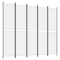 Produktbild för Rumsavdelare 5 paneler vit 250x220 cm tyg