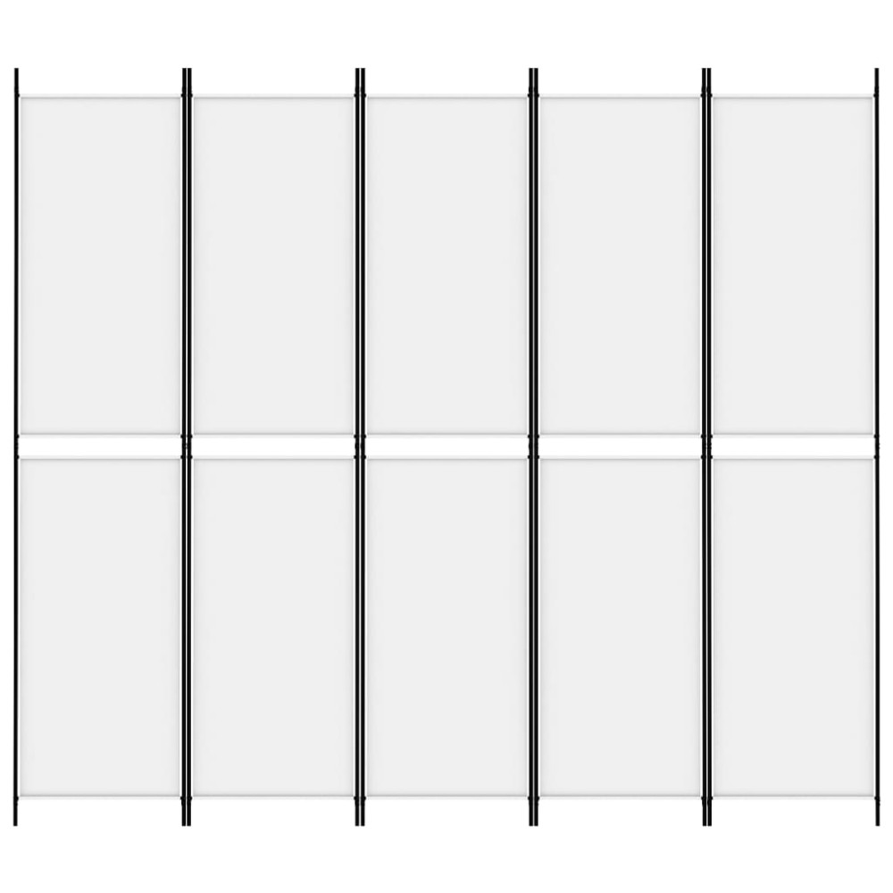Produktbild för Rumsavdelare 5 paneler vit 250x220 cm tyg