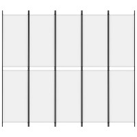 Produktbild för Rumsavdelare 5 paneler vit 250x220 cm tyg