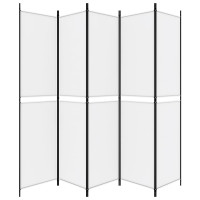 Produktbild för Rumsavdelare 5 paneler vit 250x220 cm tyg