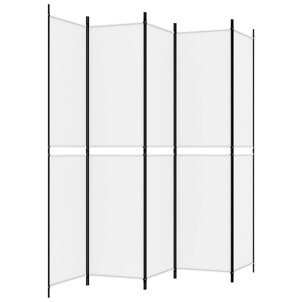 Produktbild för Rumsavdelare 5 paneler vit 250x220 cm tyg