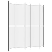 Produktbild för Rumsavdelare 5 paneler vit 250x220 cm tyg