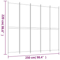 Produktbild för Rumsavdelare 5 paneler vit 250x220 cm tyg
