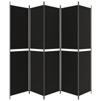 Miniatyr av produktbild för Rumsavdelare 5 paneler svart 250x220 cm tyg
