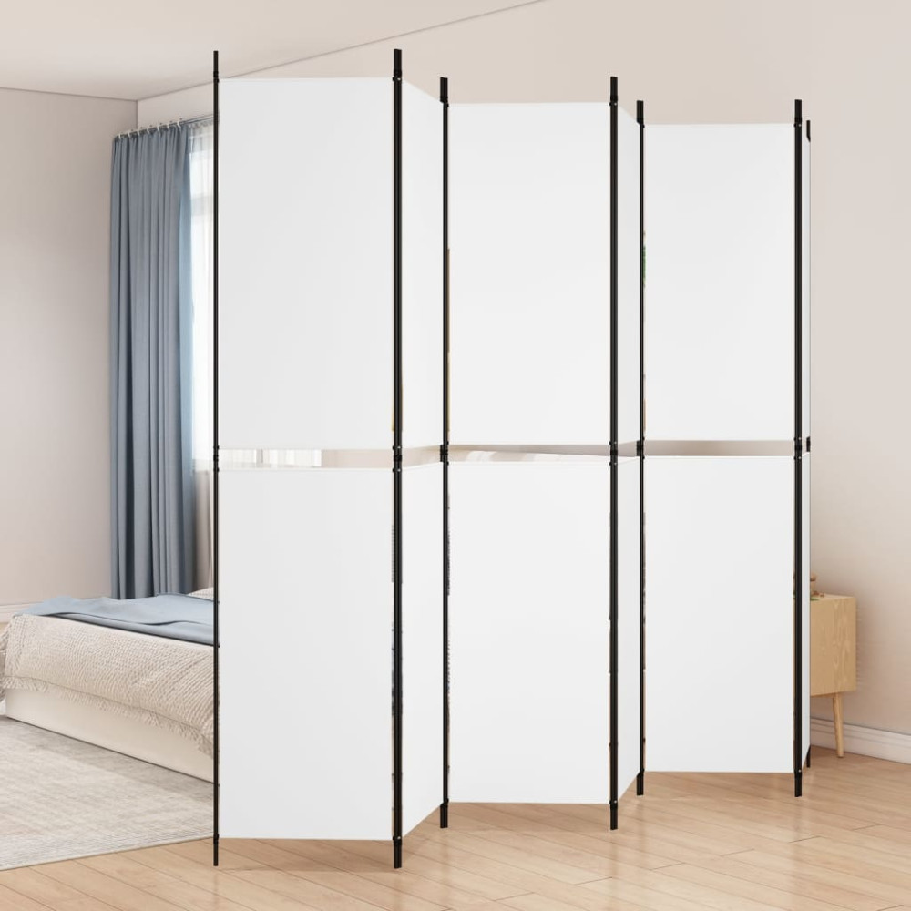 Produktbild för Rumsavdelare 6 paneler vit 300x220 cm tyg