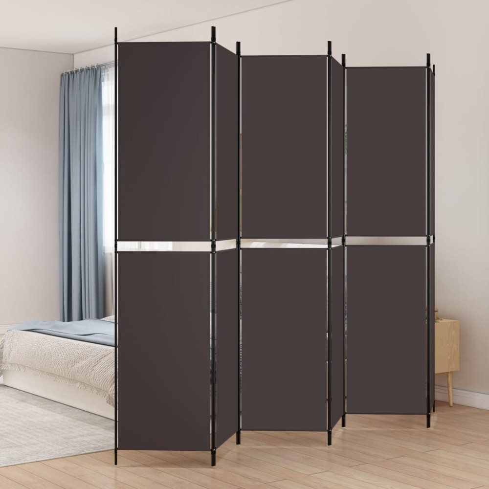 Produktbild för Rumsavdelare 6 paneler brun 300x220 cm tyg