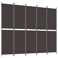 Produktbild för Rumsavdelare 6 paneler brun 300x220 cm tyg