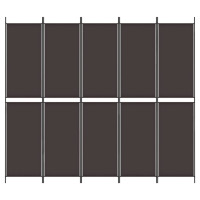 Produktbild för Rumsavdelare 6 paneler brun 300x220 cm tyg