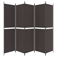 Produktbild för Rumsavdelare 6 paneler brun 300x220 cm tyg