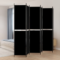 Miniatyr av produktbild för Rumsavdelare 6 paneler svart 300x220 cm tyg