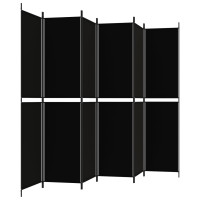 Miniatyr av produktbild för Rumsavdelare 6 paneler svart 300x220 cm tyg