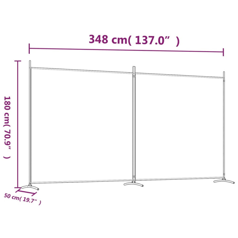 Produktbild för Rumsavdelare 2 paneler vit 348x180 cm tyg