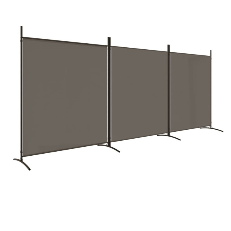 Produktbild för Rumsavdelare 3 paneler antracit 525x180 cm tyg