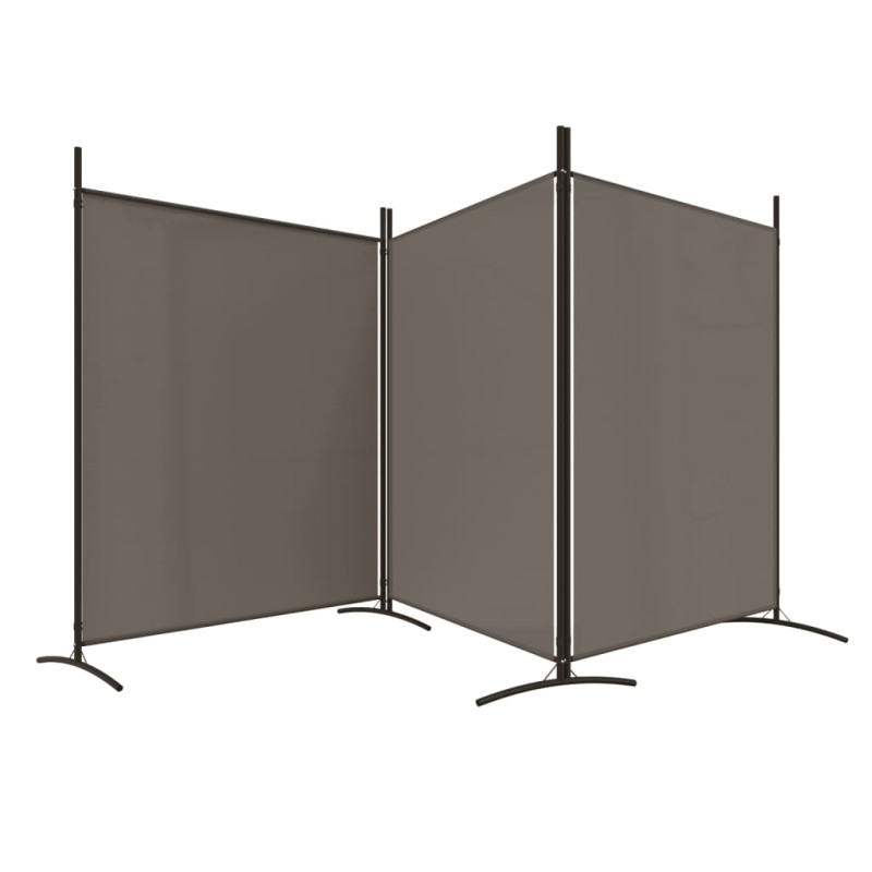 Produktbild för Rumsavdelare 3 paneler antracit 525x180 cm tyg