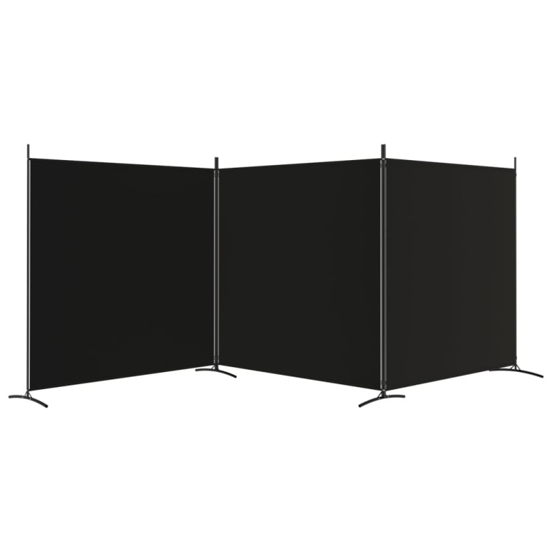 Produktbild för Rumsavdelare 3 paneler svart 525x180 cm tyg