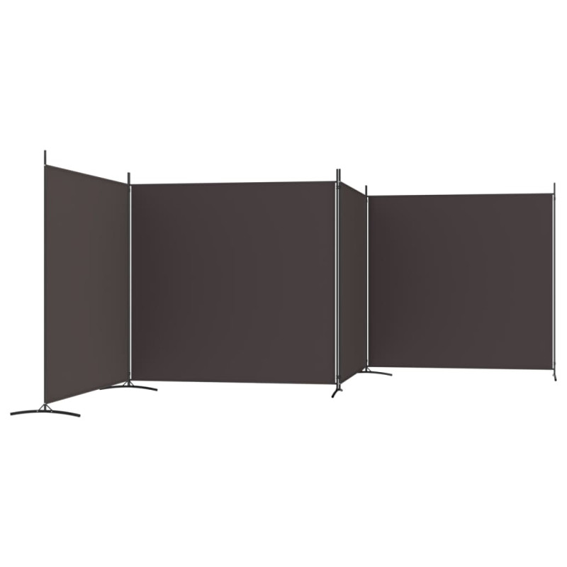 Produktbild för Rumsavdelare 4 paneler brun 698x180 cm tyg