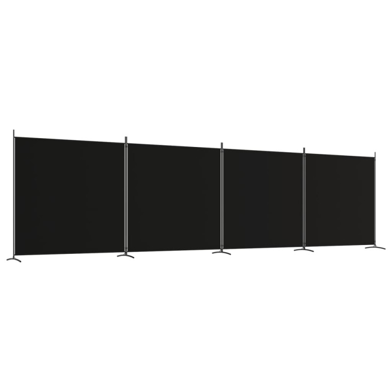 Produktbild för Rumsavdelare 4 paneler svart 698x180 cm tyg