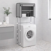 vidaXL Hylla för tvättmaskin med 2 hyllplan grå 71x29,5x170,5 cm järn