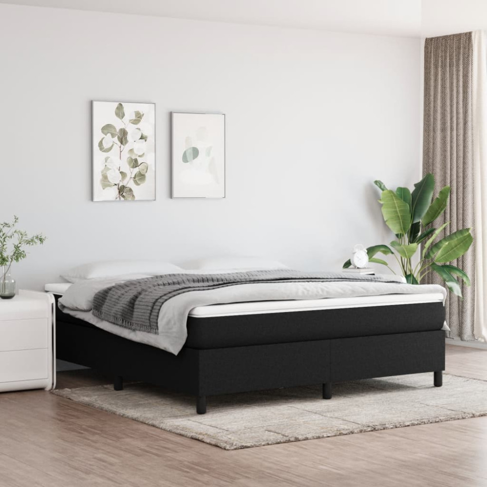 Produktbild för Boxspring-sängram svart 160x200 cm tyg