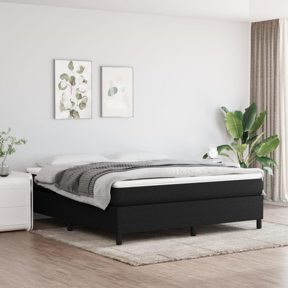 Produktbild för Boxspring-sängram svart 180x200 cm tyg