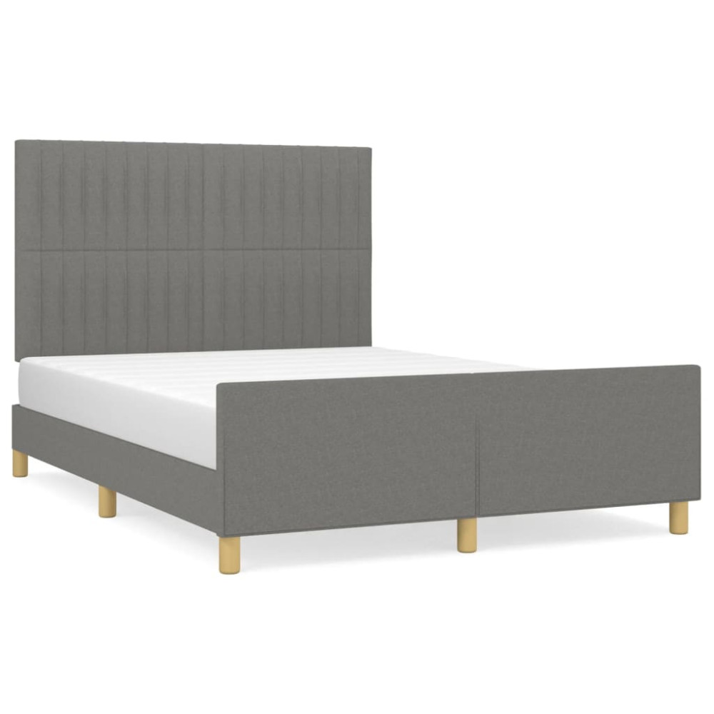 Produktbild för Sängram utan madrass mörkgrå 140x200 cm tyg