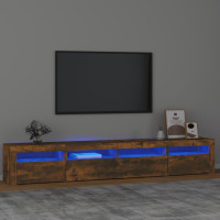 Produktbild för Tv-bänk med LED-belysning rökfärgad ek 240x35x40 cm