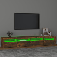Produktbild för Tv-bänk med LED-belysning rökfärgad ek 240x35x40 cm