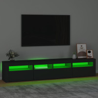 Produktbild för Tv-bänk med LED-belysning svart 210x35x40 cm