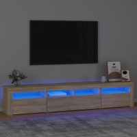 Produktbild för Tv-bänk med LED-belysning sonoma ek 210x35x40 cm