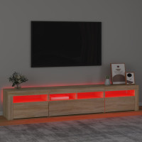 Produktbild för Tv-bänk med LED-belysning sonoma ek 210x35x40 cm