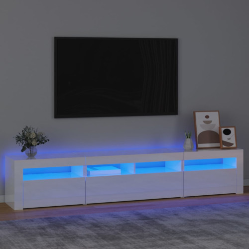 vidaXL Tv-bänk med LED-belysning vit högglans 210x35x40 cm