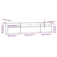 Produktbild för Tv-bänk med LED-belysning rökfärgad ek 210x35x40 cm