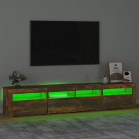 Produktbild för Tv-bänk med LED-belysning rökfärgad ek 210x35x40 cm
