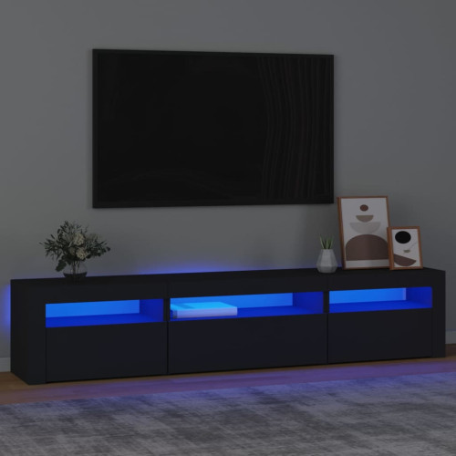 vidaXL Tv-bänk med LED-belysning svart 195x35x40 cm
