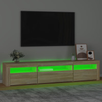 Produktbild för Tv-bänk med LED-belysning sonoma ek 195x35x40 cm