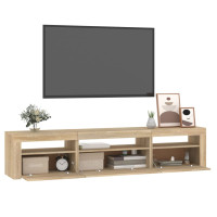 Produktbild för Tv-bänk med LED-belysning sonoma ek 195x35x40 cm