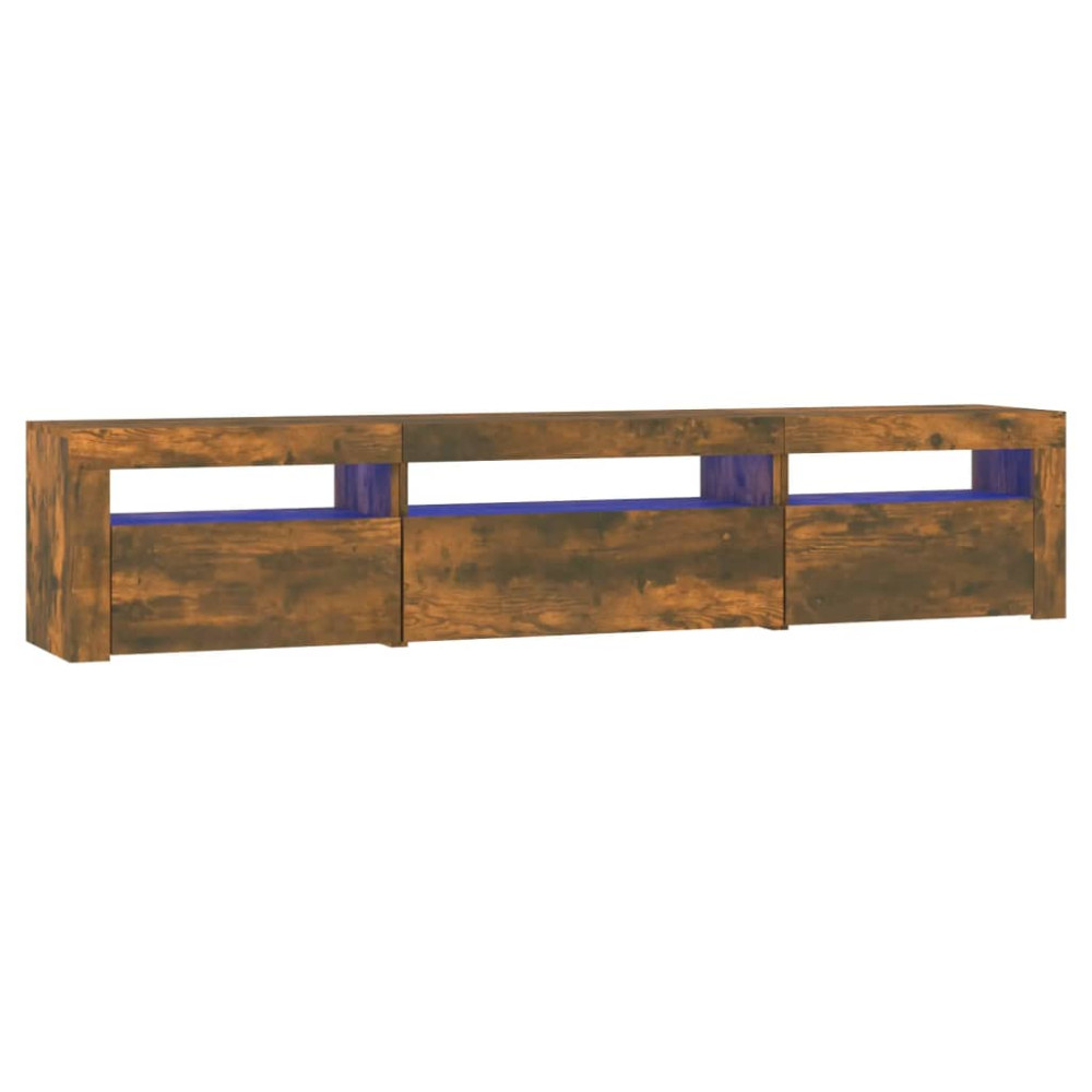 Produktbild för Tv-bänk med LED-belysning Rökfärgad ek 195x35x40 cm