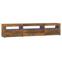 Produktbild för Tv-bänk med LED-belysning Rökfärgad ek 195x35x40 cm
