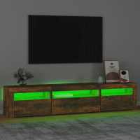 Produktbild för Tv-bänk med LED-belysning Rökfärgad ek 195x35x40 cm