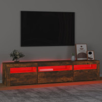 Produktbild för Tv-bänk med LED-belysning Rökfärgad ek 195x35x40 cm