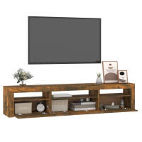 Produktbild för Tv-bänk med LED-belysning Rökfärgad ek 195x35x40 cm