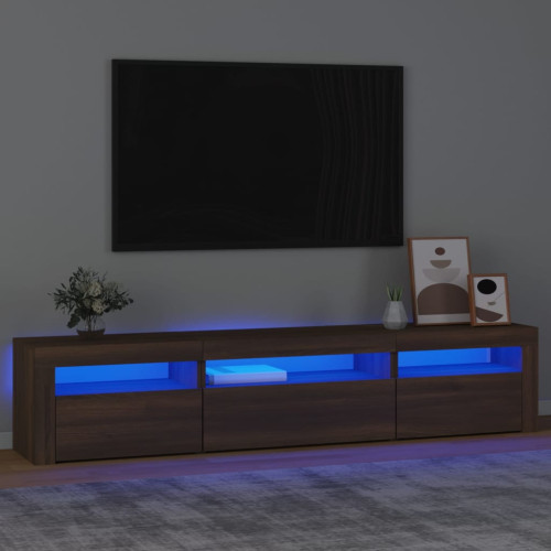 vidaXL Tv-bänk med LED-belysning brun ek 195x35x40 cm