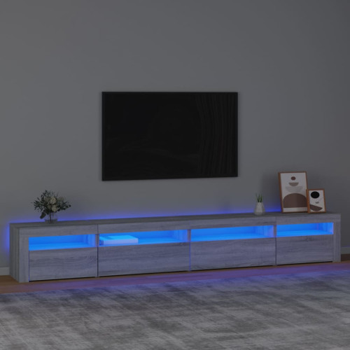 vidaXL TV-bänk med LED-belysning grå sonoma 270x35x40 cm