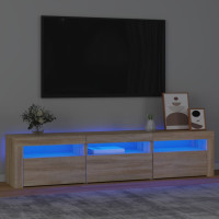 Produktbild för Tv-bänk med LED-belysning sonoma ek 180x35x40 cm