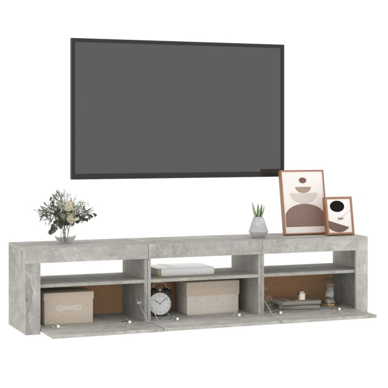 Produktbild för Tv-bänk med LED-belysning betonggrå 180x35x40 cm